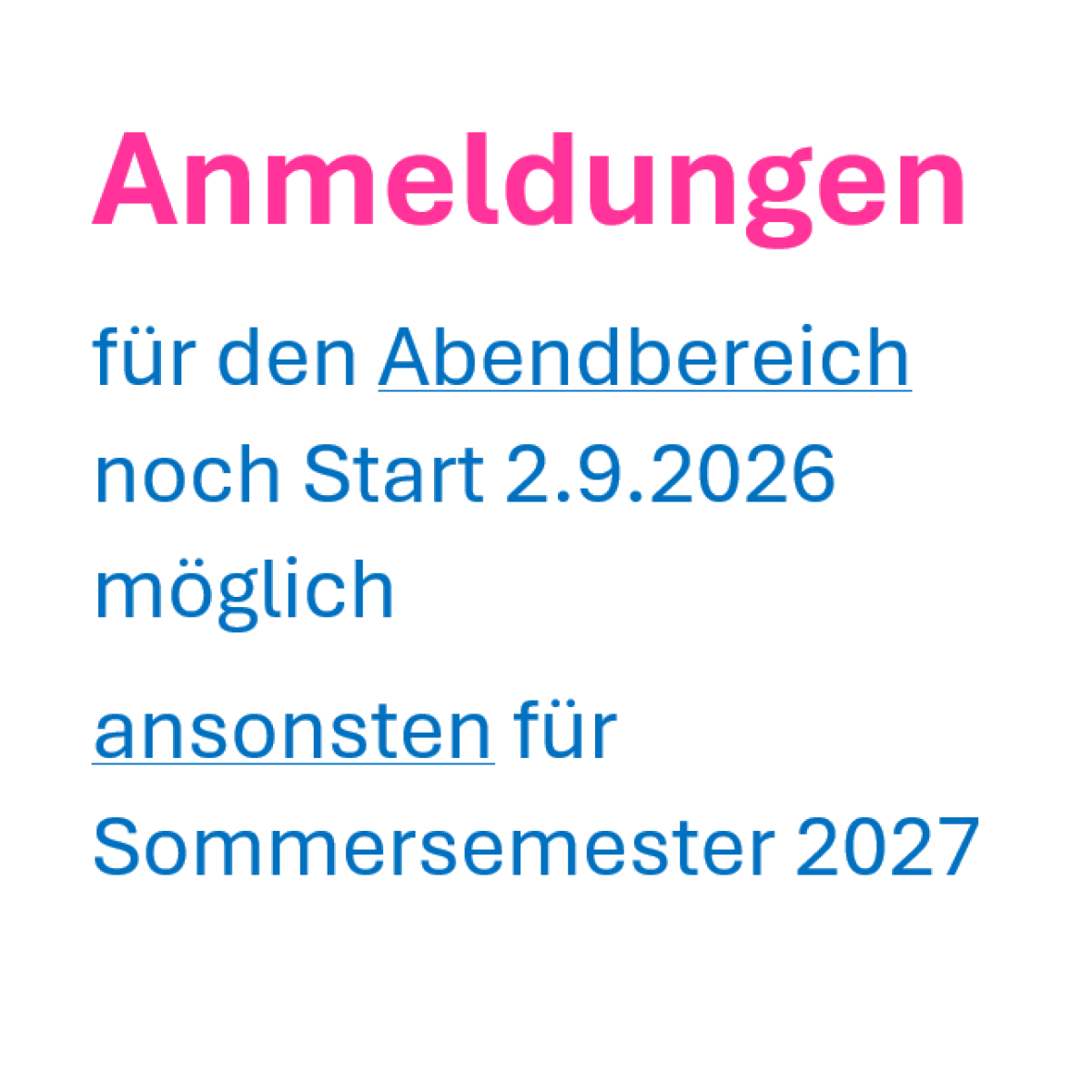 Anmeldungen 2026